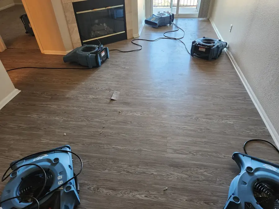 A finished La Grange, IL basement being dried after water damage